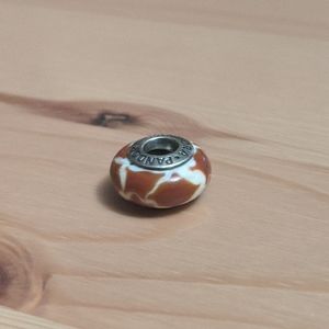 Brown and White Murano Glass PANDORA Charm
